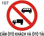 Số hiệu biển báo: 107 cấm ô tô khách và ô tô tải